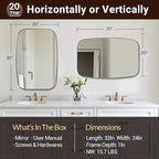 ANDY STAR Oval Mirror for Bathroom, 20x30 Polished Chrome Oblong Bathroom Mirror for Vanity with Stainless Steel Metal Frame, Modern Anti Rust Wall Mounted