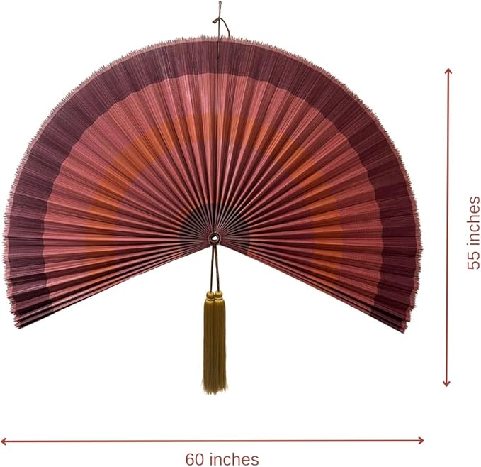 Fan Wall Decor,Japanese Wall Fan Decor,Large Bamboo Fan Wall Art For Boho Hanging Headboard,Decorative Folding Fan For Over Bed Decorations,Large Wall Dcor (Terracotta, 40inch)