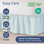 Wrap Around Dust Ruffle Bed Skirt - Ice Blue - for King Size Beds w/ 12 Inch Drop - Easy Fit Elastic Strap - Adjustable Pleated Bedskirt w/Brushed Fabric - Wrinkle Free - for Women, Men, Kids & Teens
