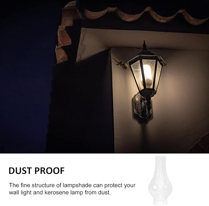 Uonlytech Home Decor Vintage Decor Glass Lamp Chimney, Chimney Transparent Glass Shade Replacement Oil Lamp Wall Cover for Vintage and Antique Style s, Burst Crack Home Decor Decor