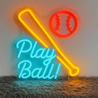 Baseball Neon Sign for Wall Decor, LED Neon Lights for Bedroom, Game Room, Man Cave, Bar, Teen Room, Boys Room, Girls Room, Baseball Bat and Ball Neon Wall Sign, Cool Baseball Room Decor, USB Powered LED Wall Light, 13.4" x 11.8" (Red+Yellow+Blue)