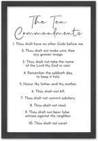 FZMHASLWW The Ten Commandments Bible Verse Wall Decor 16"X11" God Jesus Prayer Christian Saying Catholic Scripture Sign Wood Framed Wall Hanging Art (Black)