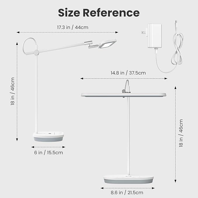 LED Desk Lamp with CRI 98, Advanced Eye-Caring Bright Desk Light for Crafting, Home Office & Kids Studying, Multi-Angle Adjustable, Dimmable Full Spectrum with Touch & Gesture Control