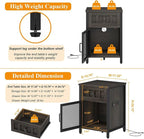 FATORRI End Table with Charging Station, Farmhouse Side Table with Drawer, Rustic Wood and Metal Nightstand and Bedside Tables for Living Room (Walnut Brown)