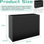 Metal Rectangular Planter Box, Large Planter Boxes Outdoor, 37''L x 13''W x 26''H Heavy Duty Plant Box with Removable Insert Shelf, 3 Tier Adjustable Height Tall Garden Planter for Plants, Flowers