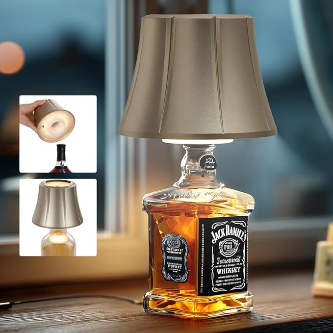 WILIT Wireless Bottle Lamp Shades for Table Lamps, Bottle Lights for Liquor Bottles, Touch Lamps for Kitchen Dinning Picnic,Home Bar Decorations, Modern Wine Bottle Lights, Gifts for Men Women