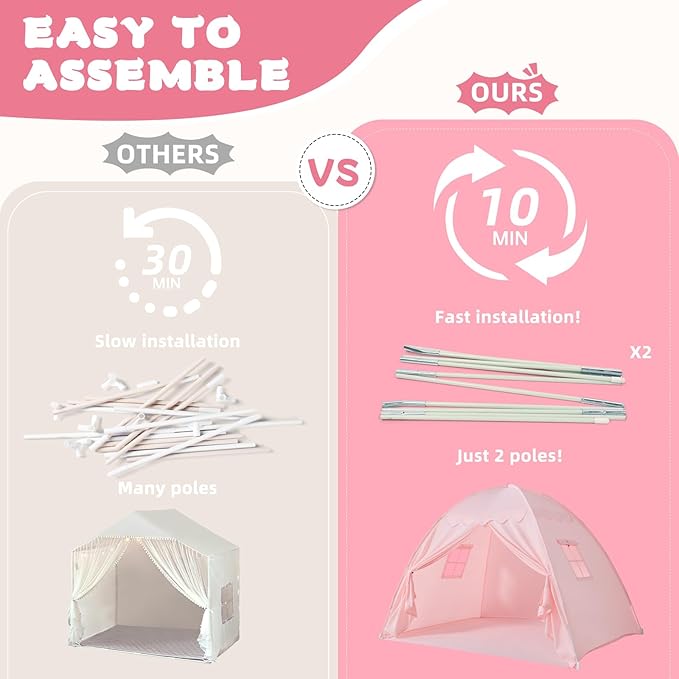 Sumbababy Full Size Bed Canopy for Kids：Girls Bed Tent Dream Privacy Sleeping Tents Indoor - Toddler Under Bunk Pink Tent - Girls & Boys Bedroom Privacy Space Sleeping Tents Gifts (Large Pink)