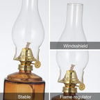 2 Pack Rustic Oil Lamp Large Vintage Glass Kerosene Lamp Chamber Oil Lamps for Indoor Use Home Decor Classic Old Hurricane Oil Lamp for Emergency Lighting 12.5''