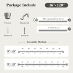 Oneach Silver Curtain Rods for Windows 66 to 120 Inch, 1 Inch Pole Adjustable Length Heavy Duty Metal Curtain Rod Set, for Outdoor Bedroom Kitchen Living Room (16 to 120 Inch)