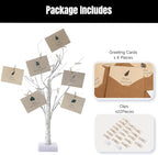 Money Tree Gift Holder, Pre-lit Birch Tree, Battery/USB Powered Light Up Display Twig Gift Card Treelight with 22 Clips and 6 Cards for Home Christmas Graduation Photo Memo