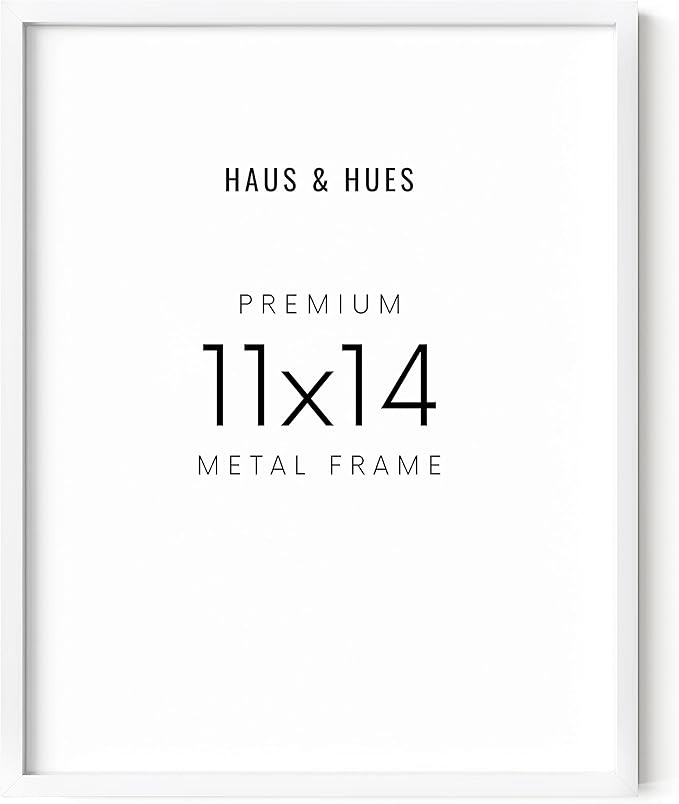 HAUS AND HUES White 11x14 Picture Frame, Aluminum, Modern, 14.0x11.0 inches, 0.75 inches Deep, 1 Piece, Unisex Adult, White