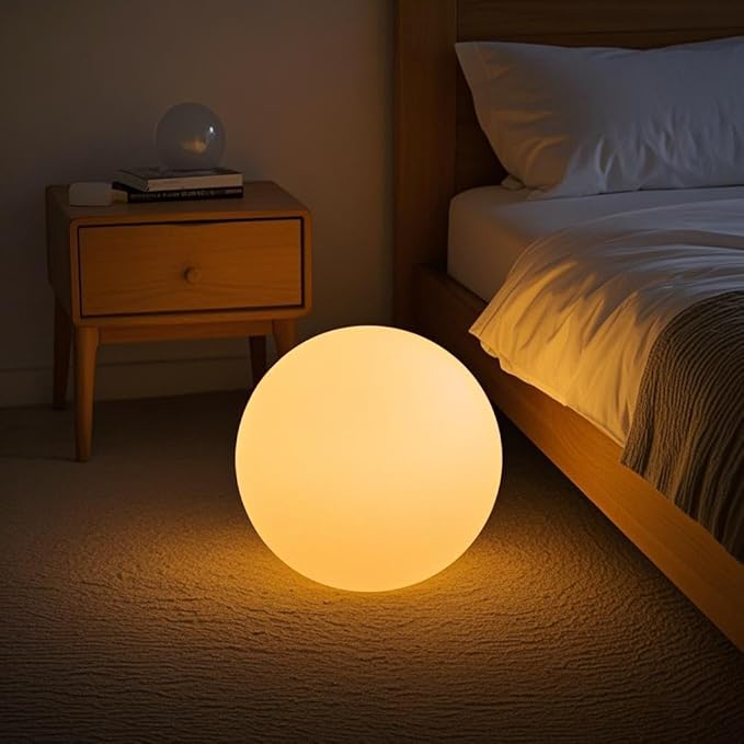 12-Inch LED Ball Light, Changing Glowing Orb Light with Remote, Soft Dimmable Globe Floor Lamp, Rechargeable Globe Mood Lamp, Waterproof Decorative Cordless Night Lights for Home Bedroom Nursery Patio