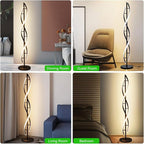 LENIVER LED Spiral Floor Lamp, Unique 3 Color Dimmable Standing Lamp, Modern Creative Standing Pole Lamps with Remote Control for Living Room, Bedroom and Office - Black
