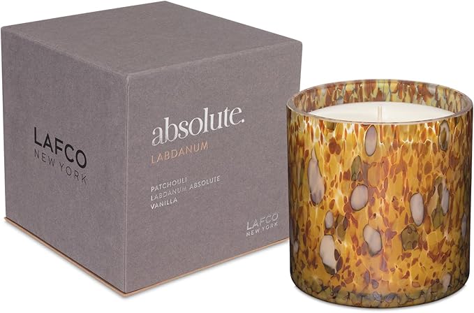 LAFCO New York Signature Candle, Labdanum - 15.5 oz - 90-Hour Burn Time - Reusable, Hand Blown Glass Vessel - Made in The USA