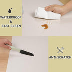 Beige Vinyl Floor Mat for Home, 3'×5' Waterproof Area Mat for Lving Room, Bedroom, Under Dining Room Table