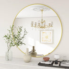 BEAUTYPEAK 20 Inch Round Mirror, Metal Frame Circle Mirror, Wall Mounted for Entryway, Bathroom, Vanity, Living Room, Gold
