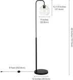 Harrison Arc Floor Lamp with Glass Shade in Blackened Bronze/Clear