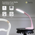 Stella Two Task Lamp, Adjustable Desk Lamp, Dimmable LED Light with Custom Color Temperature for Desk, Home Office, Bedroom, or Living Room, Modern Design for Work, Study, and Reading Needs (12W)