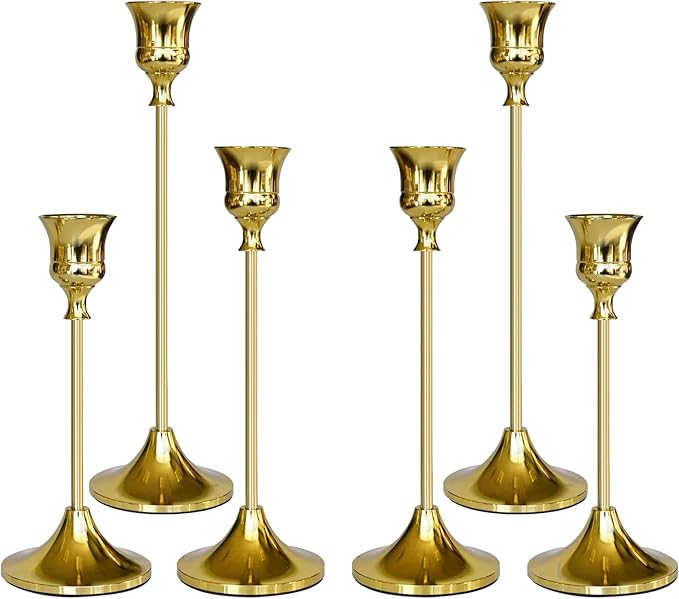 Candlestick Holders Gold, 6 Packs Taper Candle Holder for Candlesticks, Candle Sticks Holder Decor for Home Decor