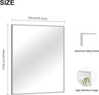 30x40In Silver Bathroom Mirror for Wall, Brushed Nickel Rectangle Mirrors with Metal Frame, Bathroom Rectangular Mirror Modern Wall Mirror for Bedroom Living Room, Hangs Horizontal or Vertical