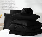 CozyLux Full Size Comforter Sets Black - 7 Pieces Bed in a Bag Full, Luxury Soft Bed Set for All Seasons, Bedding Set with Down Alternative Comforter, Sheets, Pillowcases & Shams