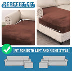 H.VERSAILTEX Velvet Stretch Individual Chaise Cover Sectional Couch Covers for L Shaped Sofa Both Left/Right Furniture Protector Seat Cushion Sofa Cover (1 Piece Chaise Cover, Burnt Brick)