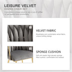 Nrizc Velvet Dining Chairs Set of 4, Woven Upholstered Dining Chairs with Gold Metal Legs, Modern Accent Chairs for Living Room, Dining Room, Kitchen (Grey)