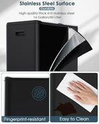 Arlopu 16Gal Dual Trash Can w/2 Built-in Box for Odor Control, Hands-Free Kitchen Garbage Bin, Recycle Waste Dustbin, Soft-Close Lid, 2 Buckets,Foot Pedal, Side Handle, Airtight,for Home Office