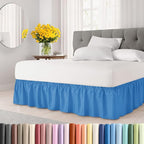 Wrap Around Dust Ruffle Bed Skirt - Royal Blue - for King Size Beds w/ 12 Inch Drop - Easy Fit Elastic Strap - Adjustable Pleated Bedskirt w/Brushed Fabric - Wrinkle Free, Women, Men, Kids & Teens