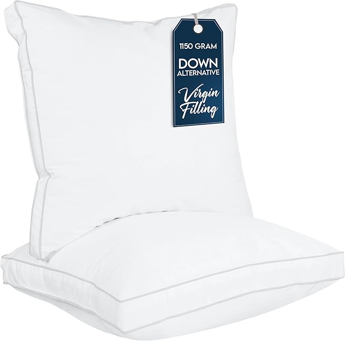 Utopia Bedding Bed Pillows for Sleeping European Size (White), Set of 2, Cooling Hotel Quality, Gusseted Pillow for Back, Stomach or Side Sleepers
