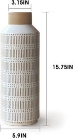 Rustic Large Ceramic Vase for Living Room Bedroom 15.75'' Farmhouse Flower Vase for Fake Plant Home Decor Office Table Shelf Fireplace Centerpieces Retro Vintage Classic Modern Gift