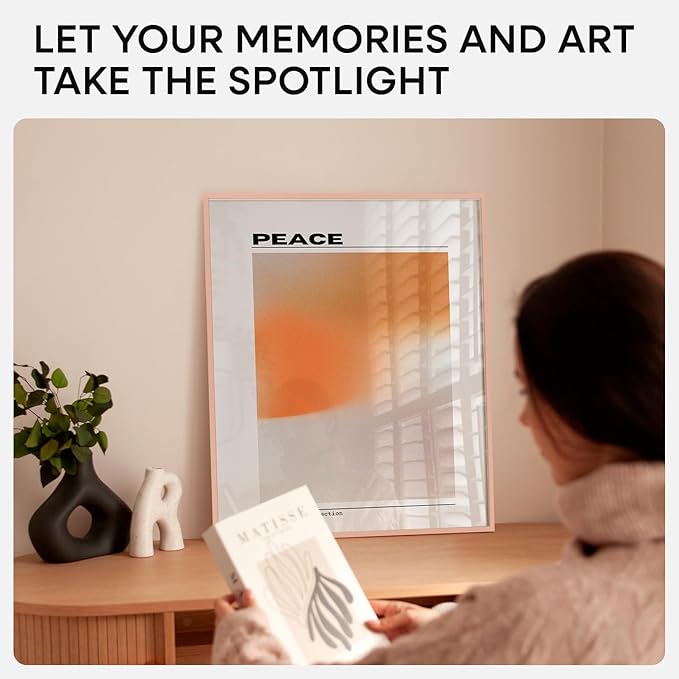 Homeforia 20x24 Frame Rose Gold, High End Metal 20x24 Poster Frames with Mat 16x20 inch Photo, 20 x 24 Rose Gold Picture Frame Matted to 16 by 20 Print, 24x20 Frame, Tempered Glass, Wall Kit, Set of 1