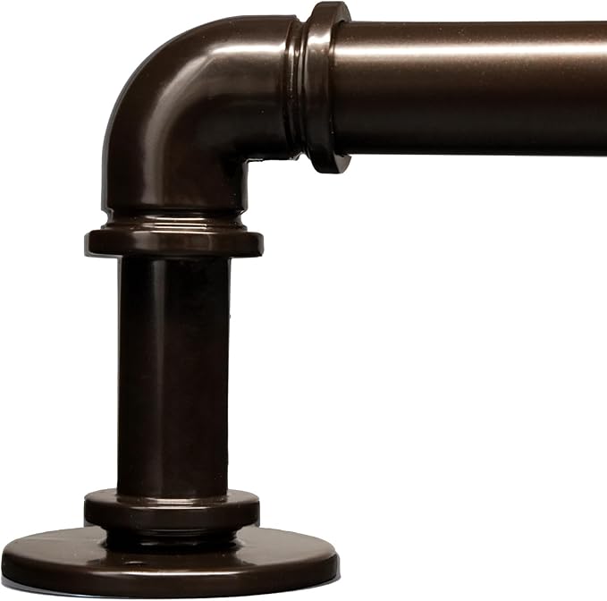 Brown Curtain Rods 18 to 45 Inch, Industrial Curtain Rods,Adjustable Length,1 in Diameter Pipe,Wall or Ceiling Mounted,for Bedroom and Living Room(Antique Bronze 18” to 45”)