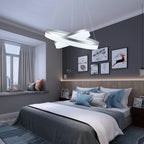 LED Silver Chandeliers Modern Pendant Light, 2 Rings Dimmable Chandelier Lighting Fixture for Living Room Bedroom Kitchen Island Resturant Dining Room 6000K Cool White