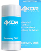 4KOR Recovery Stick - Natural Muscle Balm | Hemp Infused | for Muscles, Joints, Post-Workout | Features a Cooling & Warming Sensation | Portable & Non-Greasy Twist-Up Balms - 1 oz.