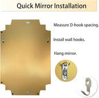 Wall Mirror Full Length, 47" x 24" Gold Framed Full Body Mirror, Scalloped Beveled Polished Decorative Mirrors, Large Rectangle Irregular Wall Mirror for Bathroom/Bedroom/Living Room/Entryway