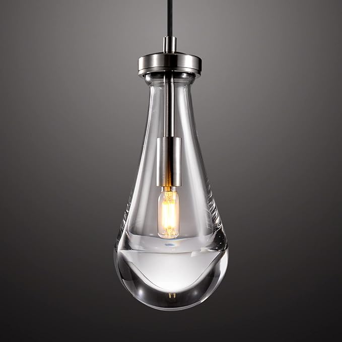 Modern Brushed Nickel Pendant Lights, Raindrop Pendant Light, Pendant Lights Kitchen Island, Interior Pendant Light in The Kitchen Island Living Room Bedroom Bathroom, Including Bulb