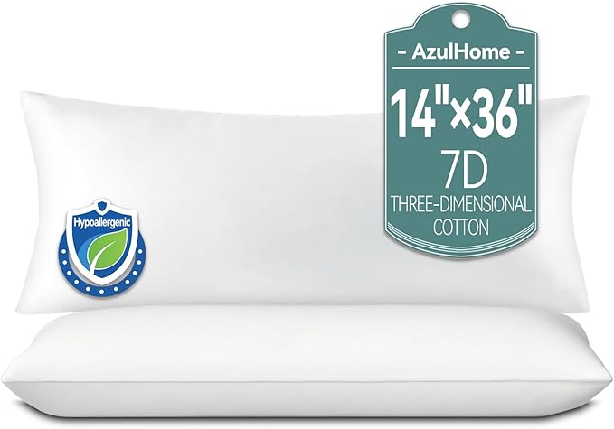 14x36 Pillow Insert Set of 2, Long Lumbar Pillow Insert for Bed Down Alternative Pillow, Rectangle Body Sleeping Pillow, Lumbar, Back Integrated Decorative Pillow Form
