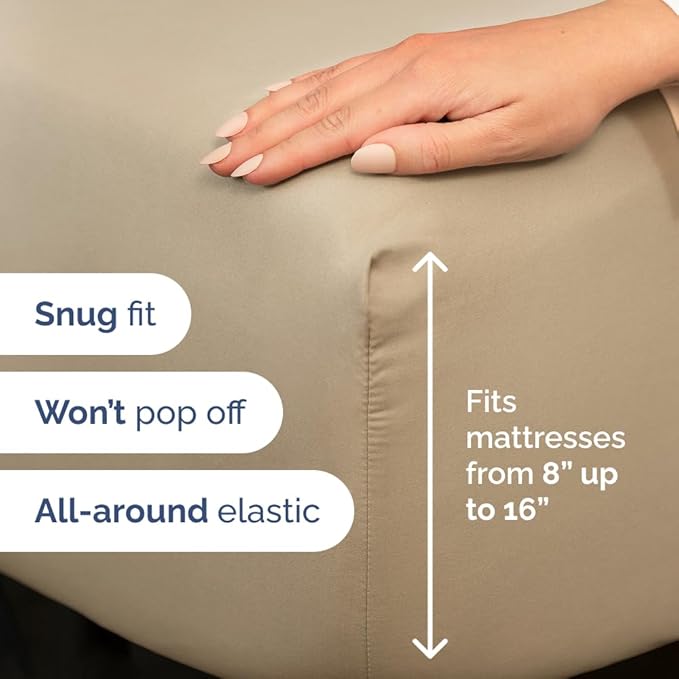 Full Size 4 Piece Sheet Set - Comfy Breathable & Cooling Bed Sheets Set - Hotel Luxury Bedding for Women, Men, Kids, Teens, Boys & Girls - Deep Pockets, Ultra-Soft and Wrinkle Free - Oeko-Tex - Beige