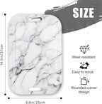 Serving Trays with Handles, 14.5 x 9.8 inch Rectangular Plastic Tray for Restaurant, Kitchen, Gray White Marble