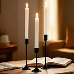 6 Pcs Black Candle Holders Set, Vintage Home Decor – Modern Taper Candlestick Holders for Wedding, Table Centerpieces – Great Gift for Halloween Decor,Thanksgiving Day & Christmas Season