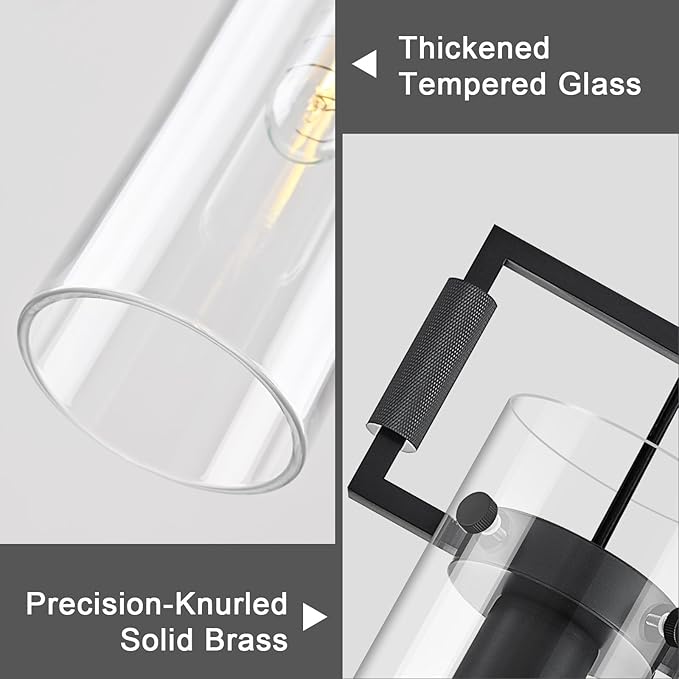 Modern Black Kitchen Island Pendant Lights,Knurled 12'' Glass Island Pendant Light,Farmhouses Pendant Light, for Kitchen,Dining Room,Bathroom,Bulb Included