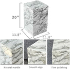 Luxury Marble Side Table,Square End Table for Modern Sofa and Bed, Living Room, Sofa, Bedroom（Arabescato）