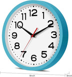 Wall Clock Silent Non-Ticking Modern Clock Battery Operated 8 Inch Small Classic Analog Decorative for Kitchen, Living Room, Office, Bedroom, Bathroom (Blue)