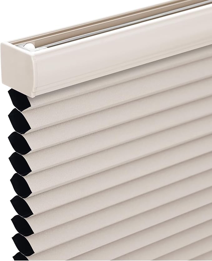 Changshade Cordless Cellular Shades, Blackout Honeycomb Shades for Windows, Pull Down Pleated Blinds, Easy to Install for Indoor Windows and French Doors,30.5" W x 72" H, Beige