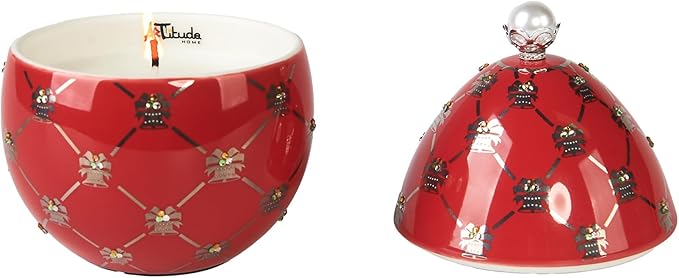 Christmas Candles | Scented Egg Candle with Cinnamon, Caramel, and Nutmeg | Elegant Christmas Decor & Gift | Warm Holiday Ambiance for Living Room and Gatherings | 14 Cm | Red