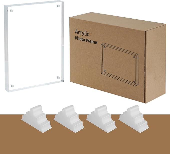 6x8 Acrylic Picture Frames, 20mm Thick Clear Frameless Magnetic Photo Frames, Double Sided Transparent Square Frame Gift for Desktop Display(3 Pack)
