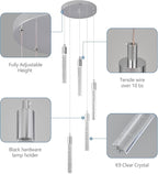 Modern Light Fixture Kitchen Island Pendant Light Dimmable LED Chrome Pendant Lights Mini Crystal Pendant Lighting for Bedroom Dining Room Living Room（5-Light ）