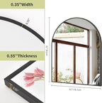 BEAUTYPEAK 31"x32" Arch Bathroom Mirror, Wall Mounted Vanity Metal Frame Mirror for Bedroom, Entryway, Living Room, Black