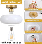 Mid-Century Modern Semi Flush Mount Ceiling Light, Metal Kitchen Light Fixture with Glass Shade,Vintage White and Black Colse to Ceiling Lamp for Entryway Hallway Bathroom (11.0 Inch)